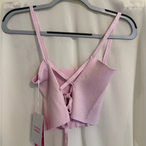 NWT Stylish Pink Ribbed Crop Top size M - Picture 5 of 5